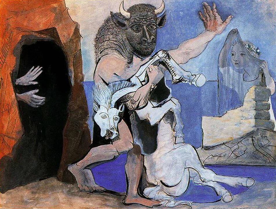 Minotaur with Dead Mare in front of a Cave, 1936